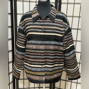 Tantrums Collection Black LACE STRIPE TRIM EMBELLISHED BOHO WOMENS JACKET SIZE L